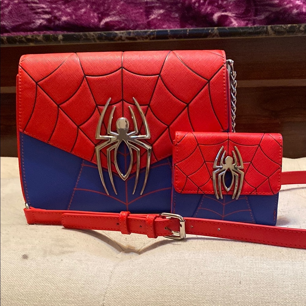 Red and Blue Spider-Themed Women's Bag Set